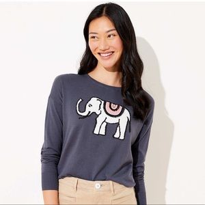 LOFT Coastal Grey Elephant Ballet Neck Sweater NWT